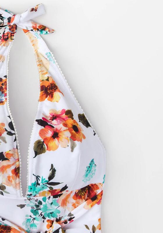 Tie Waist Floral One-piece Swimsuit