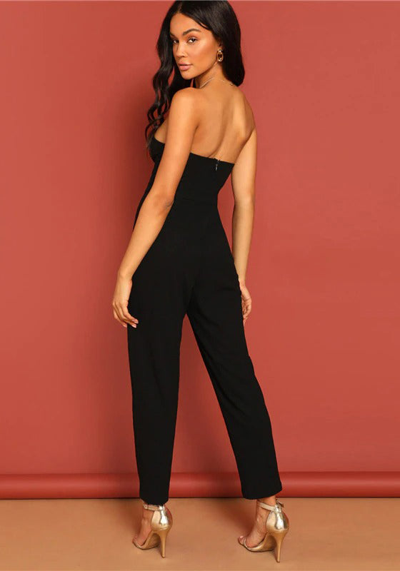 Zip Back Sweetheart Neck Tube Jumpsuit