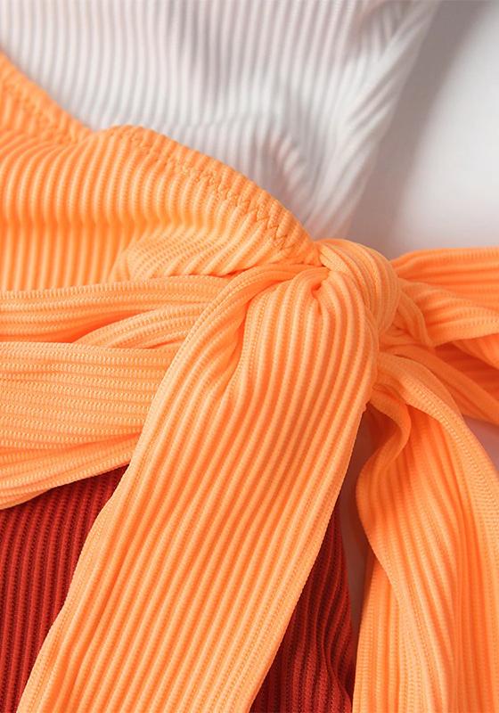 V-neck Colorblock Plunging One Piece