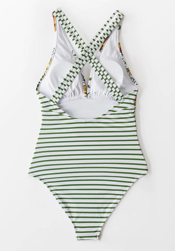 Black And White Gingham Ruched One-Piece