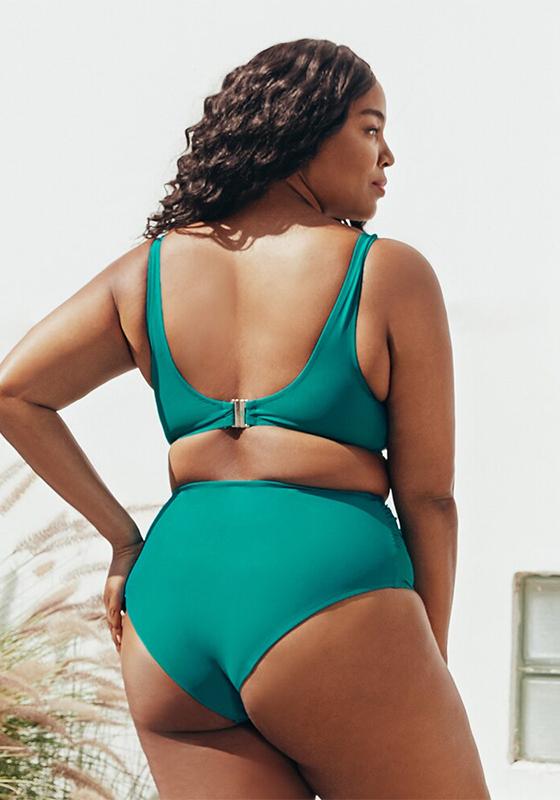 Solid Teal Drawstring Bikini Set