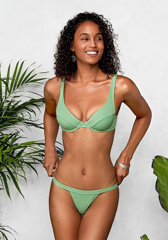 Light Green Low Rise Thong Bikini Set