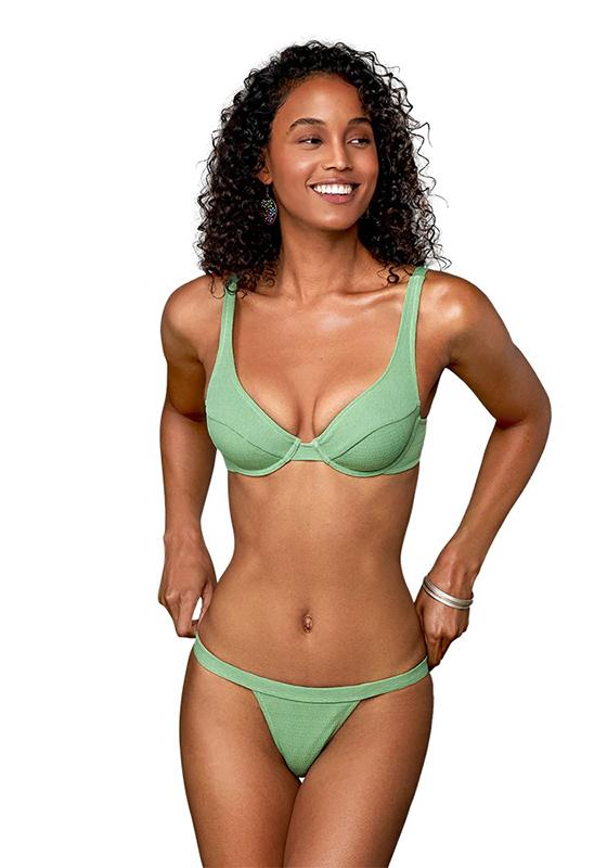 Light Green Low Rise Thong Bikini Set