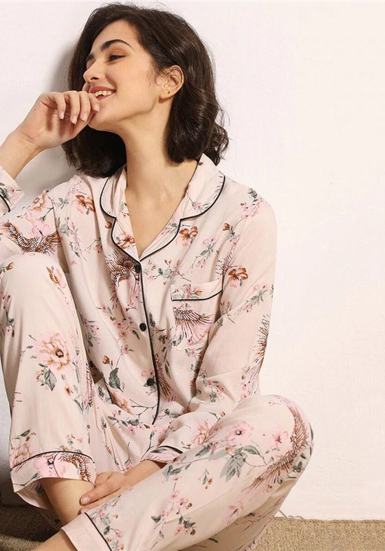 Multicolor Floral and Animal Print PJ Set