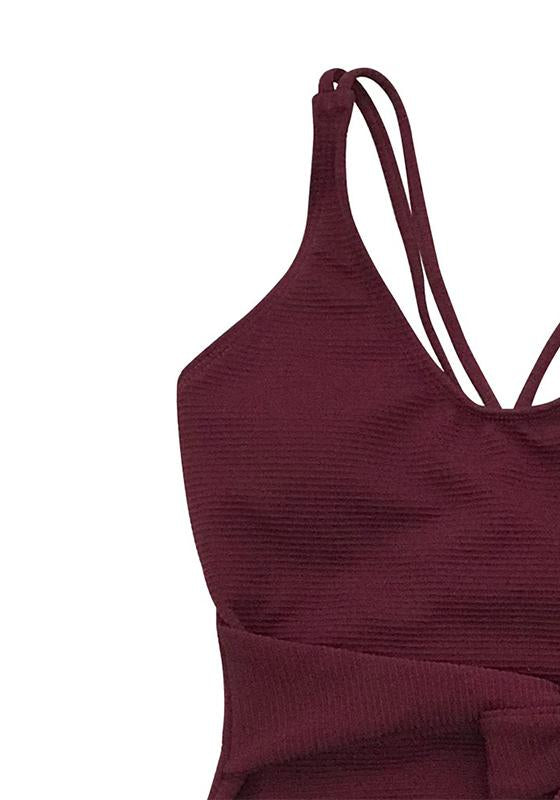 Burgundy Bowknot One-Piece Swimsuit