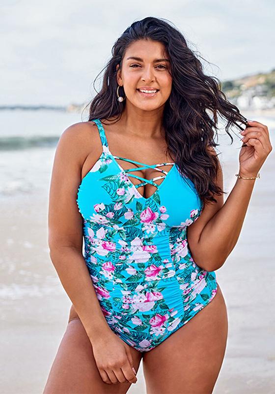 Blue Floral One Piece