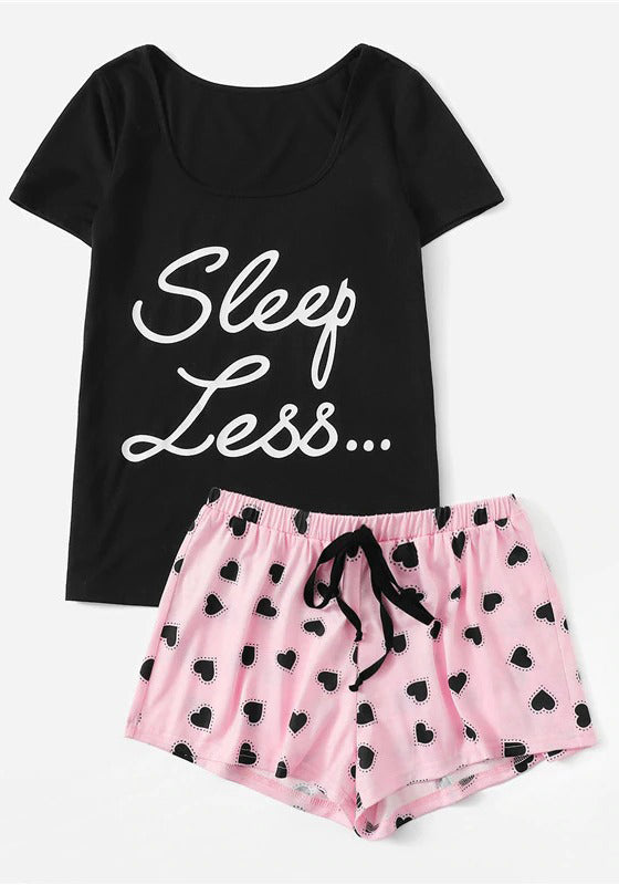 Short Sleeve Slogan Pajamas Set