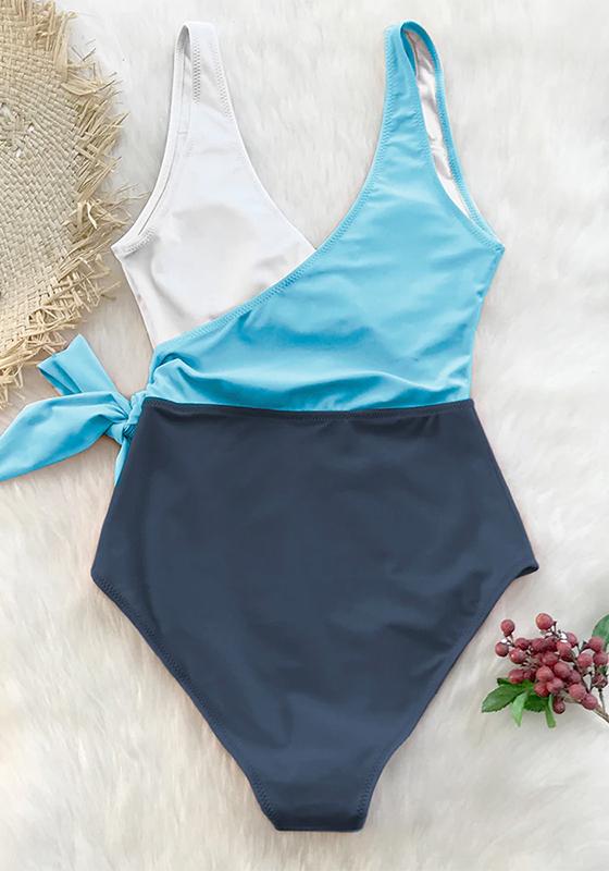 Blue White Colorblock One-Piece