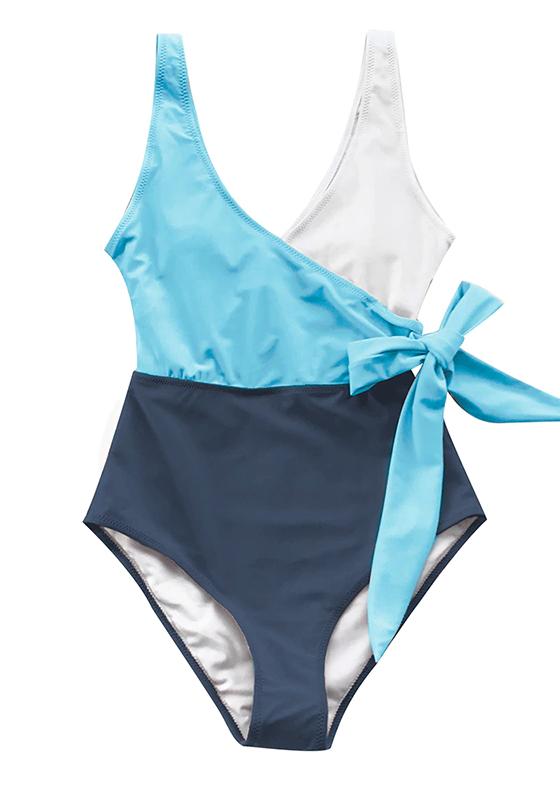 Blue White Colorblock One-Piece