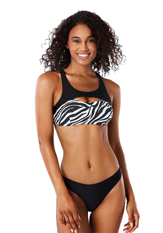 Zebra Double Straps Low Waisted Bikini Set