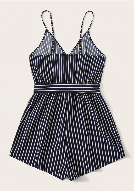 SHEIN Striped Wrap Cami Rompers