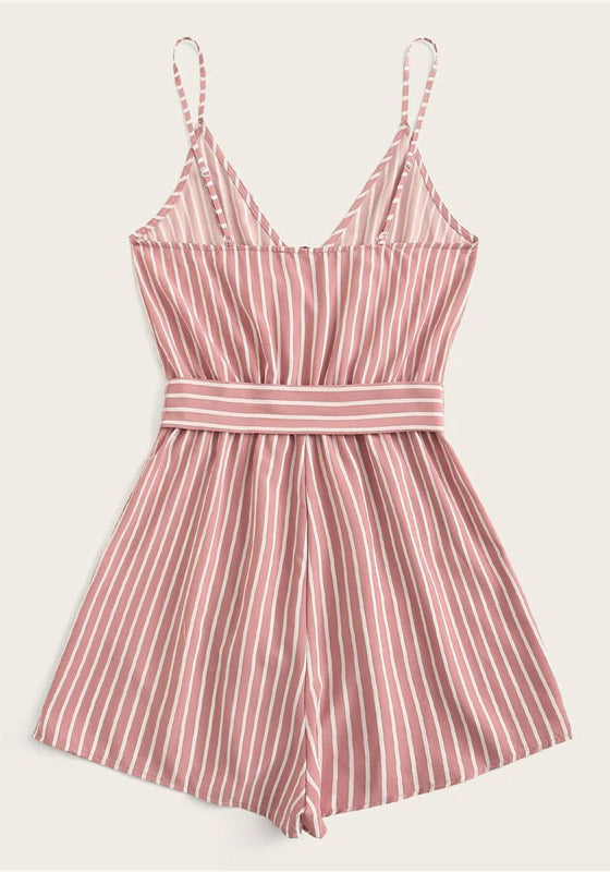 SHEIN Striped Wrap Cami Rompers