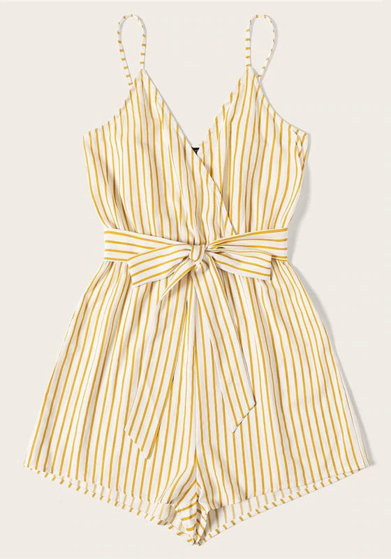 SHEIN Striped Wrap Cami Rompers