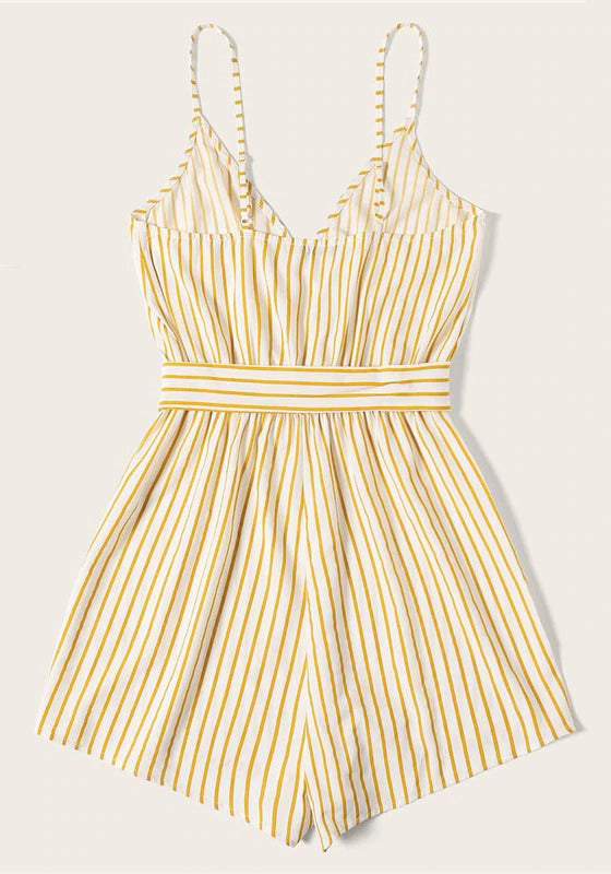 SHEIN Striped Wrap Cami Rompers