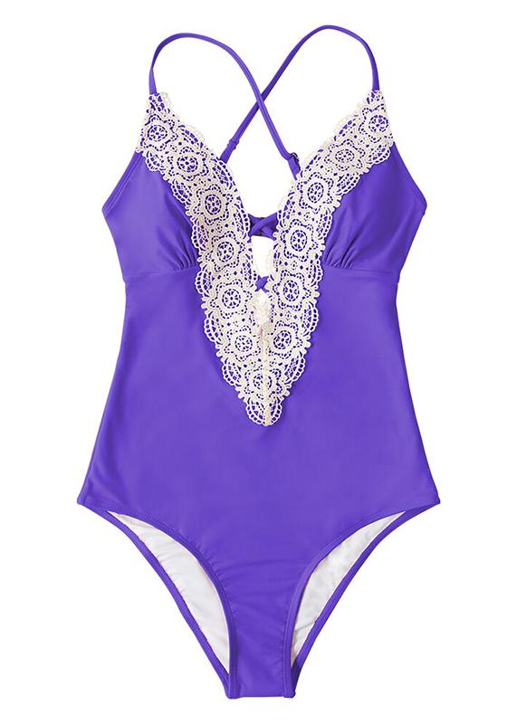 Lace Neckline One-Piece