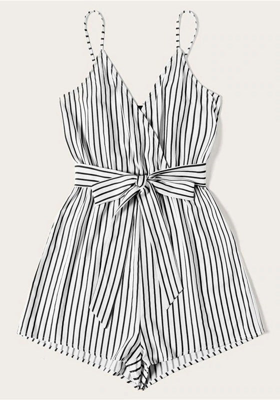 SHEIN Striped Wrap Cami Rompers