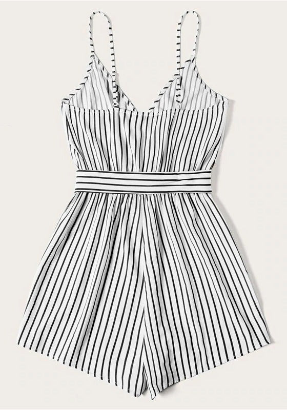 SHEIN Striped Wrap Cami Rompers