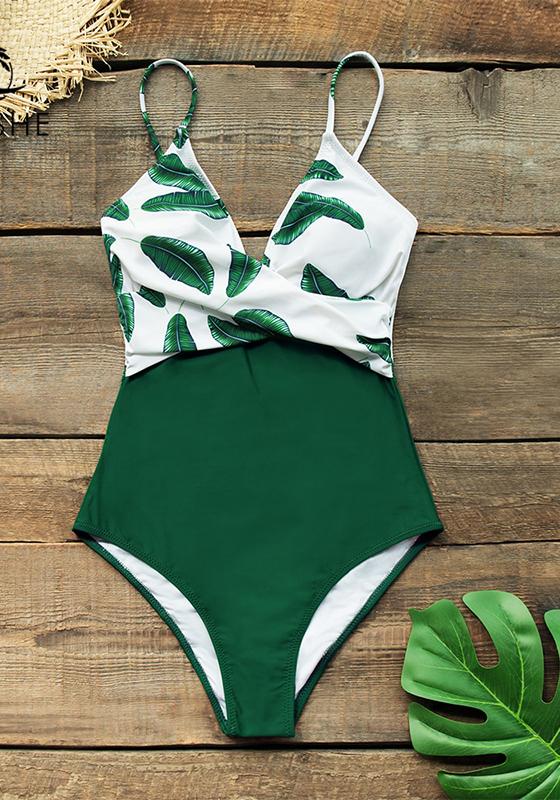 Banana Leaf Twist-Front One-Piece