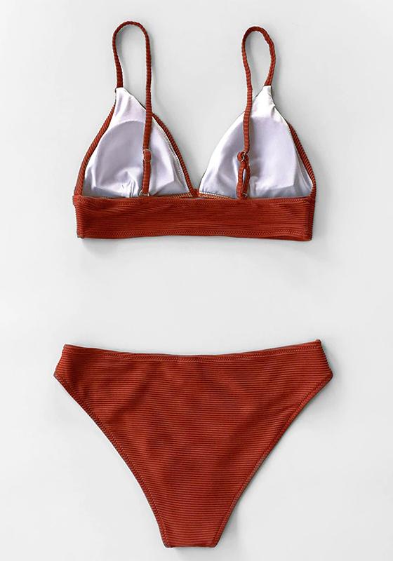 Solid Red Triangle Bikini Set