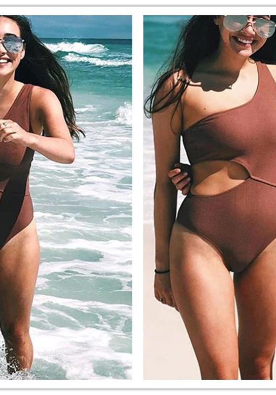 One Shoulder Cut Out One-piece