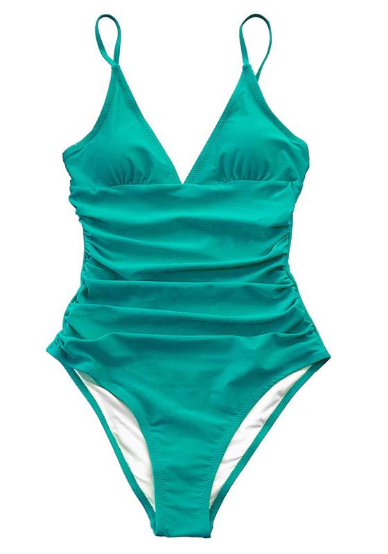 Solid Burgundy Shirring One-piece