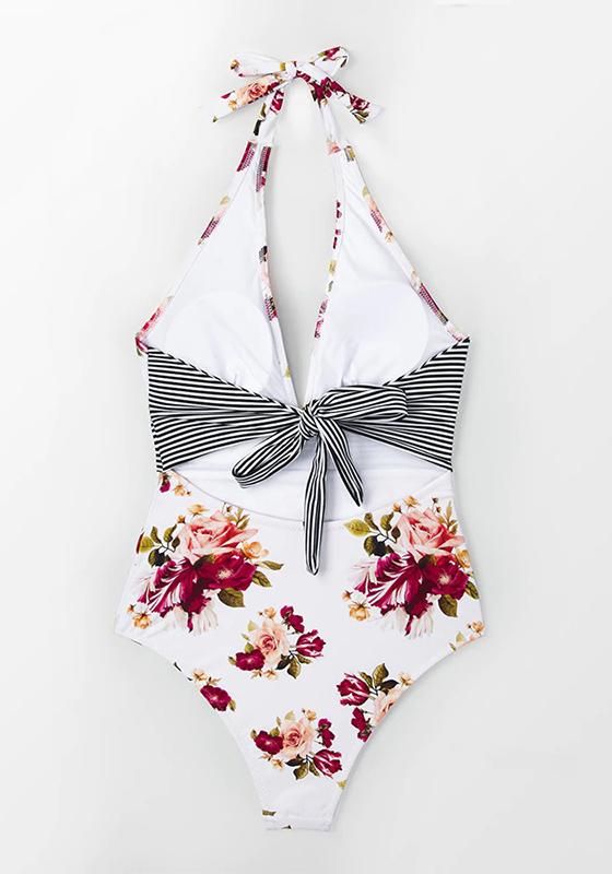 Floral Print Halter One-Piece