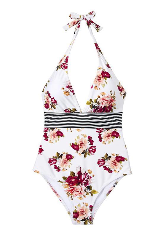 Floral Print Halter One-Piece