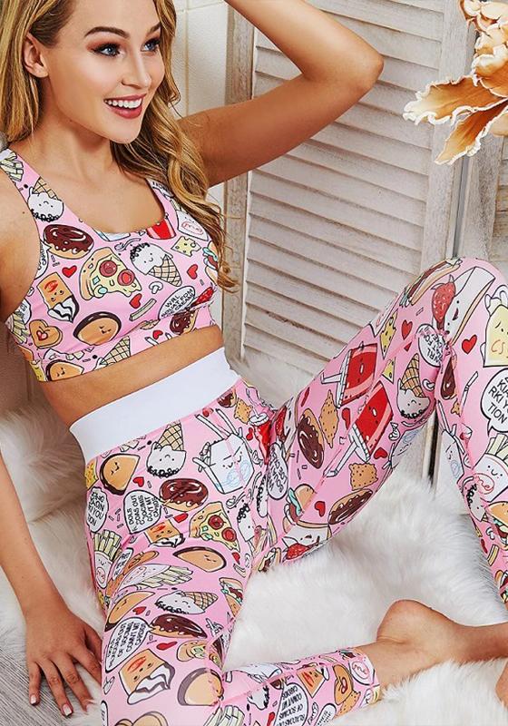 Cartoon Print Yoga Set