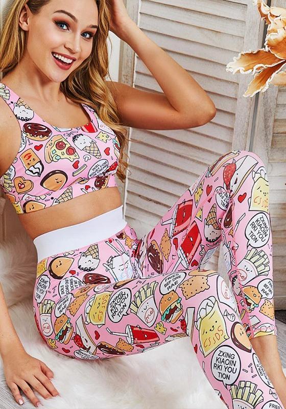 Cartoon Print Yoga Set