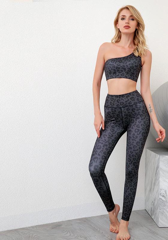 Leopard Print Black Yoga Set