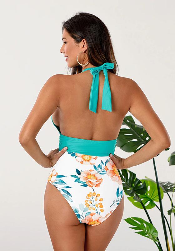 Plunge Neck Halter Backless One Piece