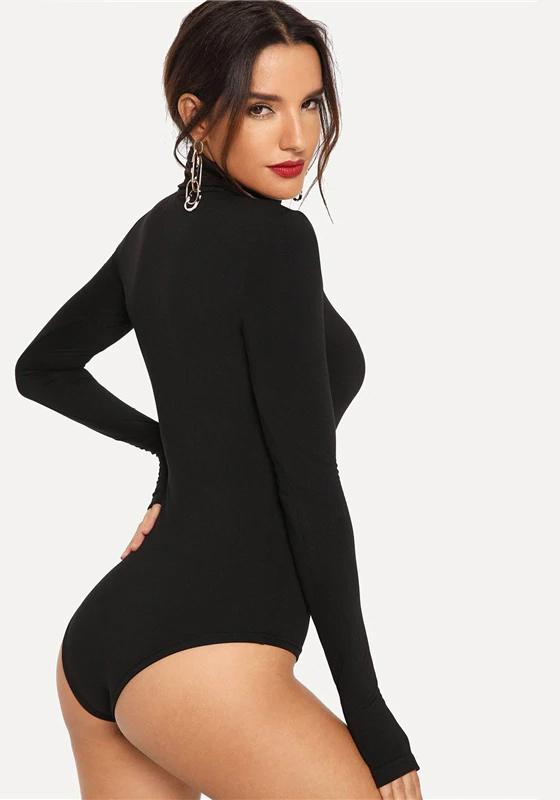 High Neck Solid Bodysuit