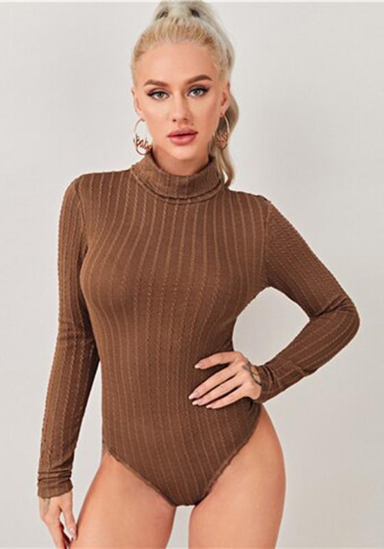 High Neck Textured Knit Bodysuit