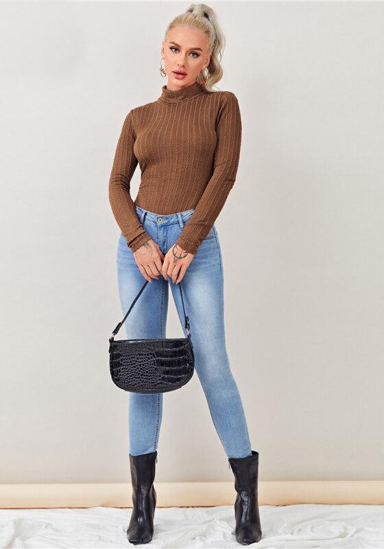 High Neck Textured Knit Bodysuit