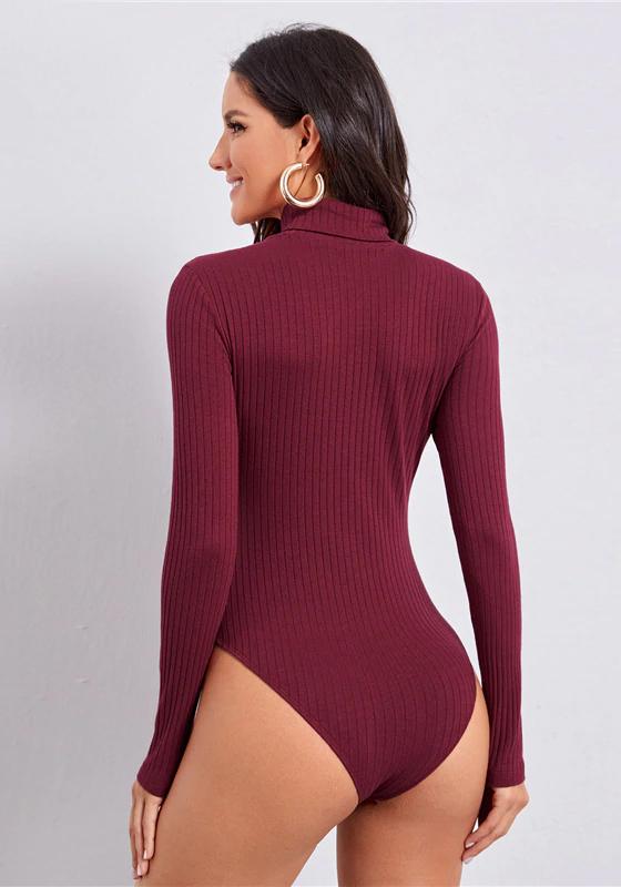 High Neck Rib-knit Bodysuit