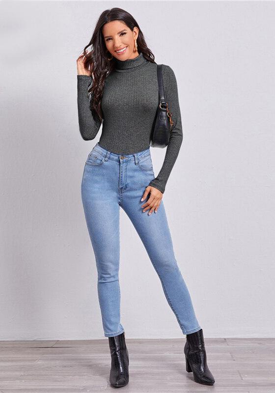 High Neck Rib-knit Bodysuit