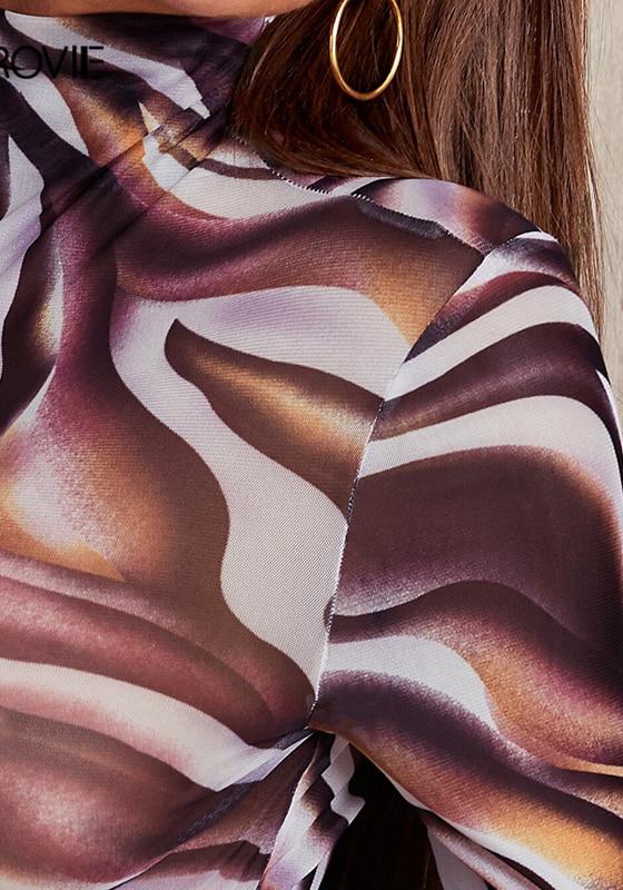 Marble Print High Neck Bodysuit