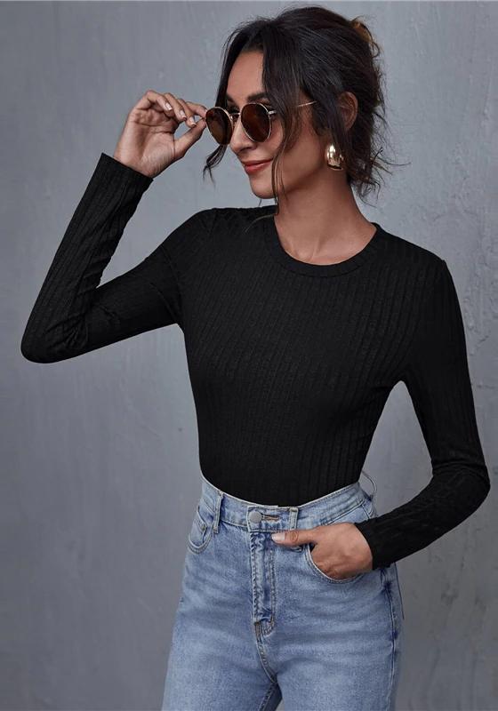 Rib-knit Marled Skinny Bodysuit