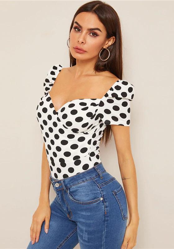 Black And White Polka Dot Bodysuit