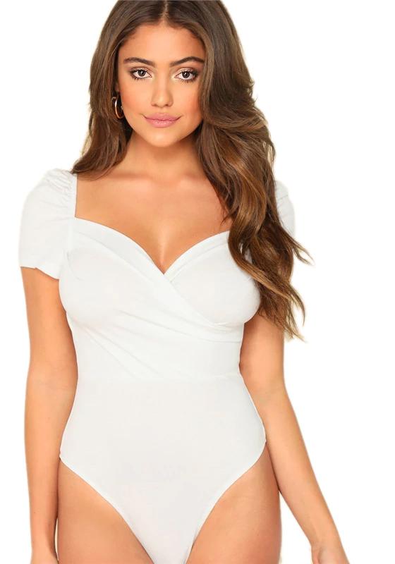 Puff Sleeve Wrap Sweetheart Bodysuit