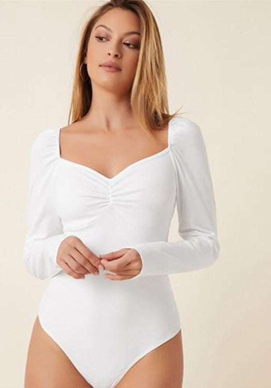 Sweetheart Neck Ruched Detail Bodysuit