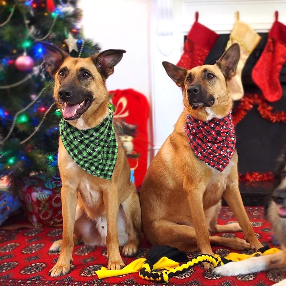 Christmas Dog Bandana Plaid Collar