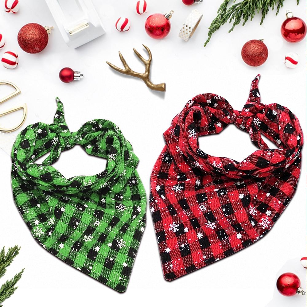 Christmas Dog Bandana Plaid Collar