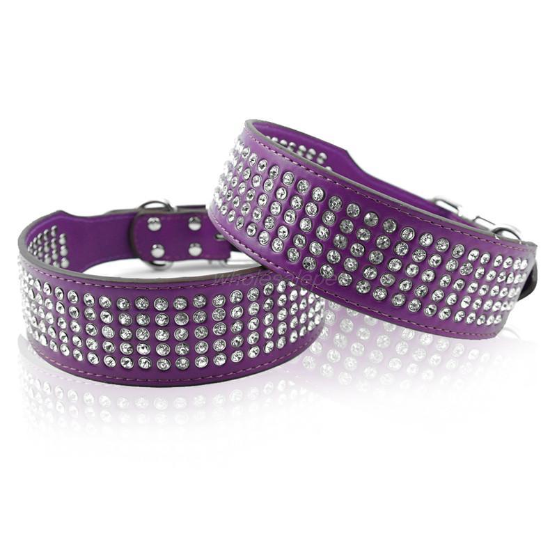 Rhinestone Leather Dog Collar