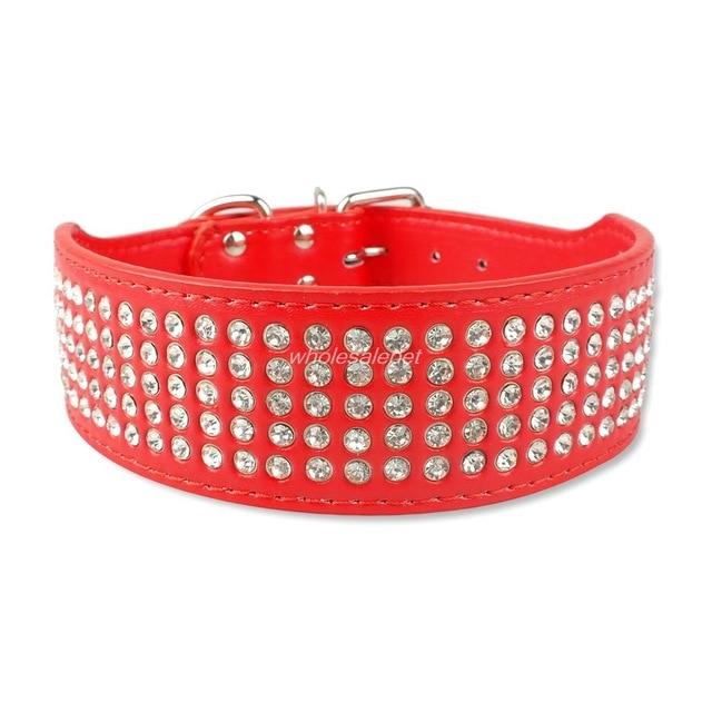 Rhinestone Leather Dog Collar