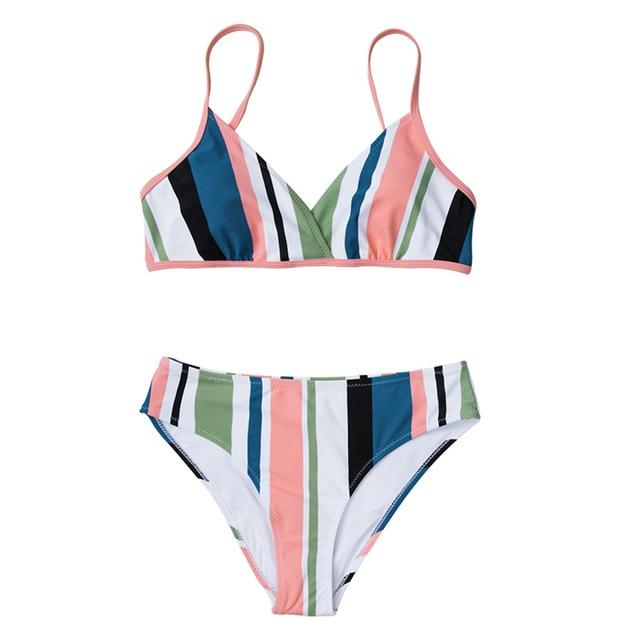 Colorful Striped Bikini Set