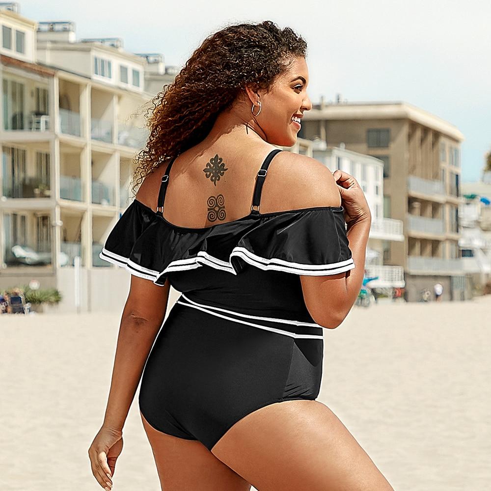 Black White Off-shoulder One Piece