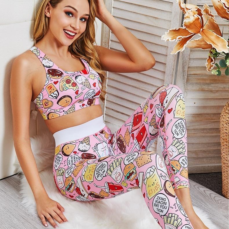 Cartoon Print Yoga Set