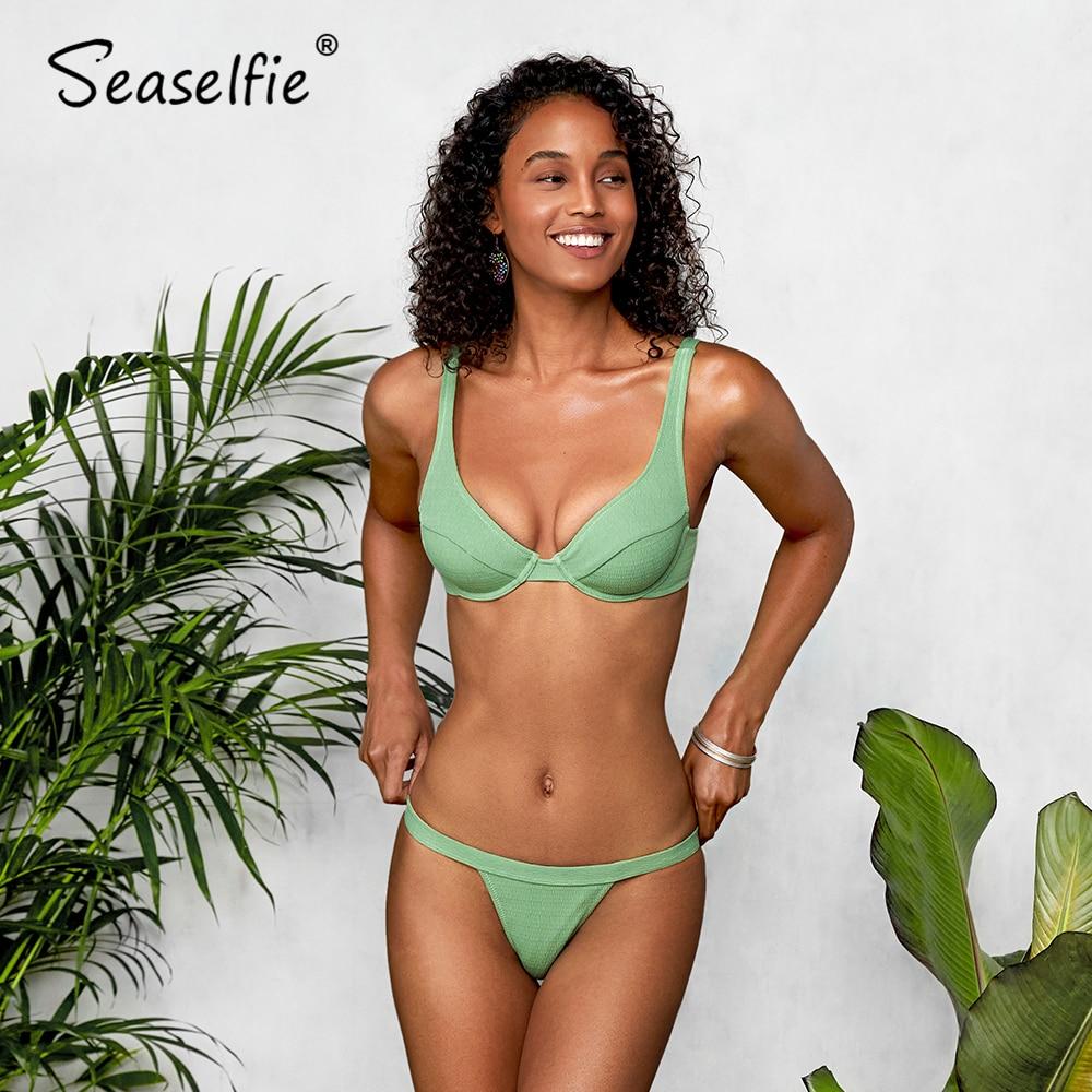 Light Green Low Rise Thong Bikini Set