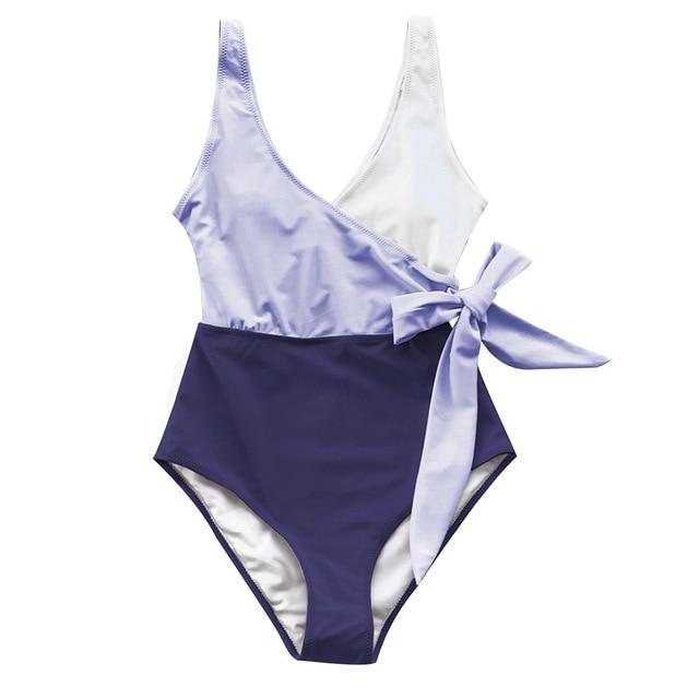 Blue White Colorblock One-Piece